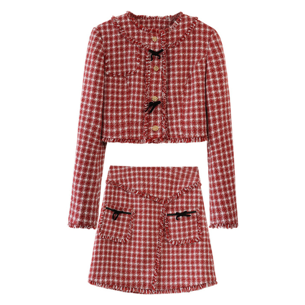 千鳥格子フリンジエッジセットアップ Z00018