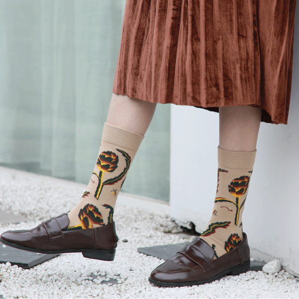 フラワーデザインソックス4p w-080