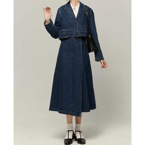 クロップドジャケットデニムセットアップ w-119