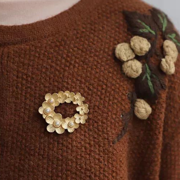 サークルフラワーレトロブローチ AU-441