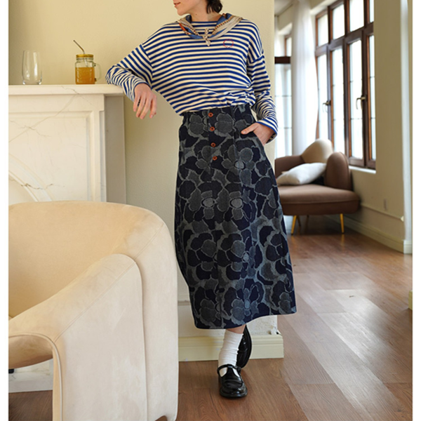 花柄デニムスカート Z00468