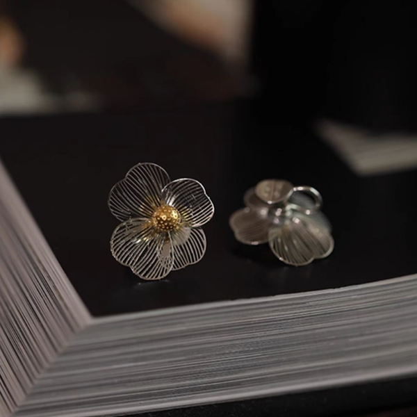 【2pattern】ワイヤーフラワーモチーフイヤーアクセサリー 《Z00768》