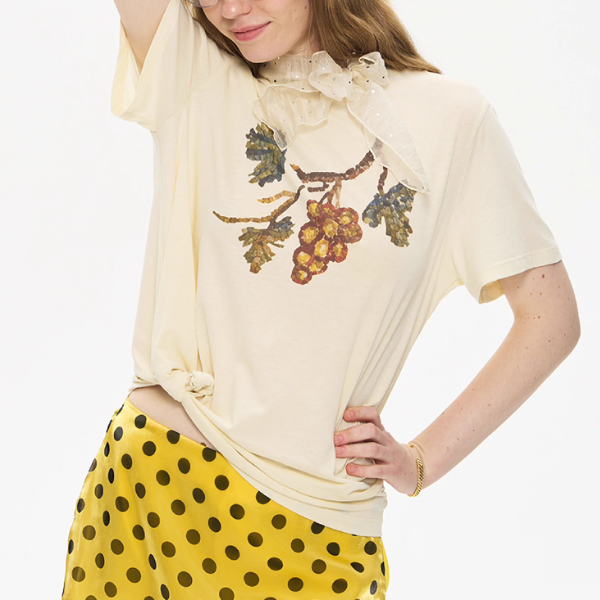 グレーププリントオーバーサイズTシャツ《Z01003》