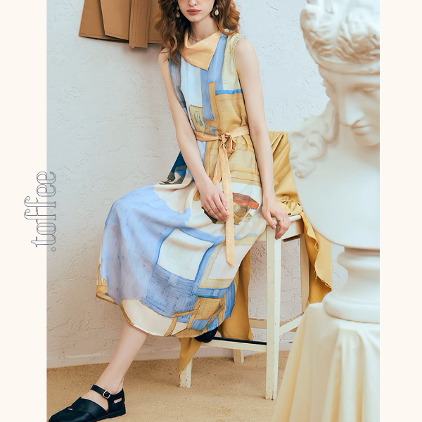 ルームプリントノースリーブワンピース《Z00980》