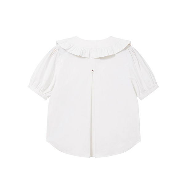 フリル襟が揺れるホワイトブラウス《Z01083》