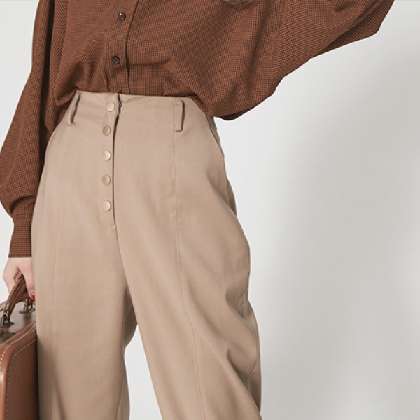マルチプルフロントボタンハイウエストパンツ AU-189