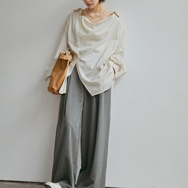 ストライプ柄オーバーサイズ2wayシャツ 《Z00811》