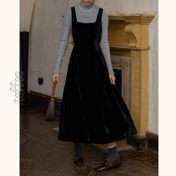 【2color】スクエアネックノースリーブロングワンピース《Z00853》