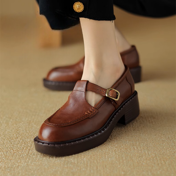 【2color】レトロ感漂う厚底メリージェーンシューズ《Z01100》