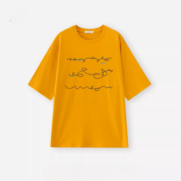 【6color】イレギュラーラインプリントオーバーサイズロングTシャツ《Z00992》