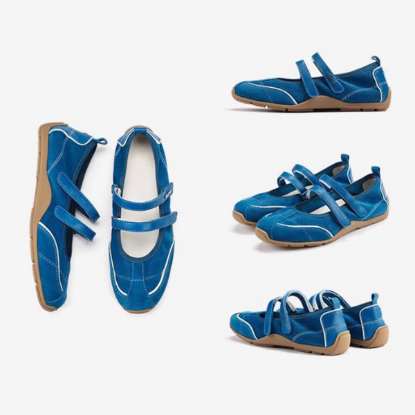 【4color】ラウンドネックダブルストラップフラットシューズ《Z00880》