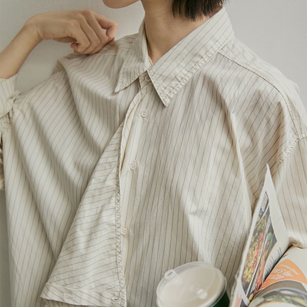 ストライプ柄オーバーサイズ2wayシャツ 《Z00811》