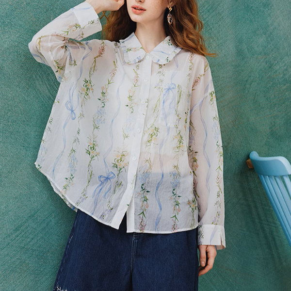 フローラルプリントシアーシャツ《Z00962》