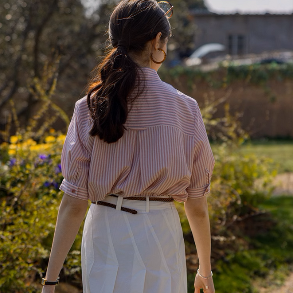 【2color】ストライプ柄ボックスシルエットシャツ《Z00854》