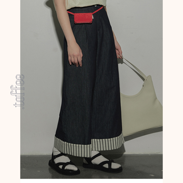 ストライプヘムワイドデニムパンツ Z00394