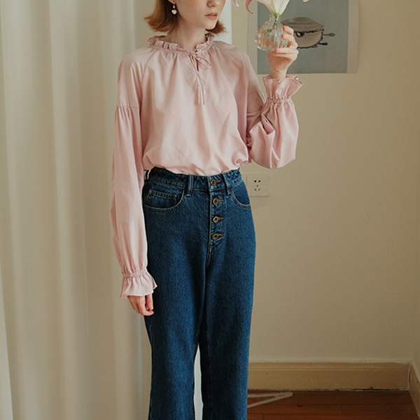 【2color】リボン&フリルディテールブラウス 《Z00755》