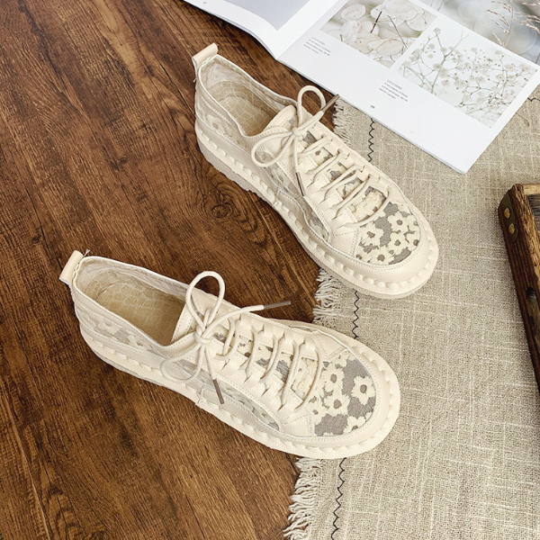 【2color】フラワーエンブロイダリーレトロシューズ AU-131