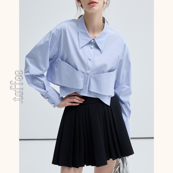 ビッグリボンブルーシャツ Z00457