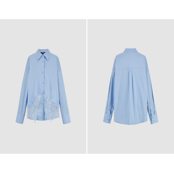 ボタニカルメッシュブルーシャツ Z00541