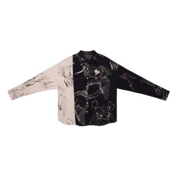 バイカラーアーティスティックシャツ w-027