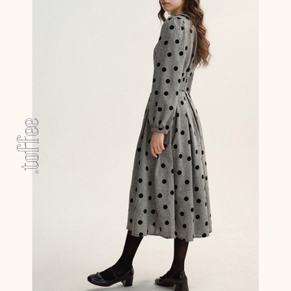 グレートップ&ロングスカートのポルカドットセットアップ Z00529