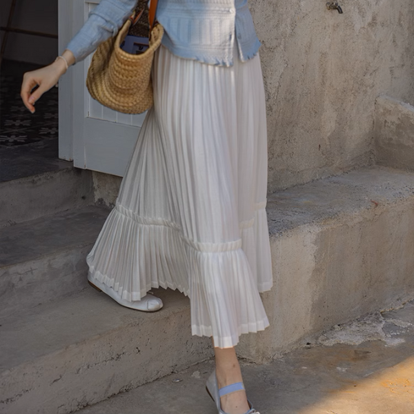 【2color】プリーツティアードフレアスカート《Z00864》