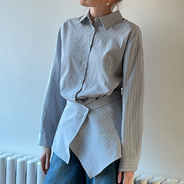 【2color】ストライプ柄ロングスリーブボタンダウンシャツ 《Z00716》