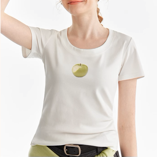 【2color】グリーンアップルプリントクルーネックトップ《Z01012》