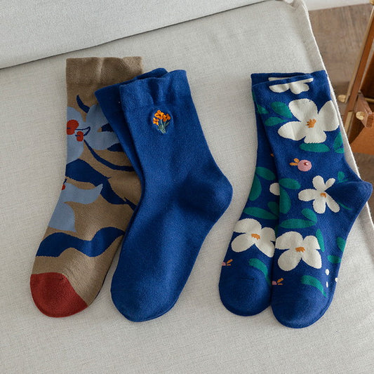 フラワー刺繍ソックス3点セット Z00315