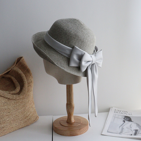 【4color】ビッグリボンストローハット X-067