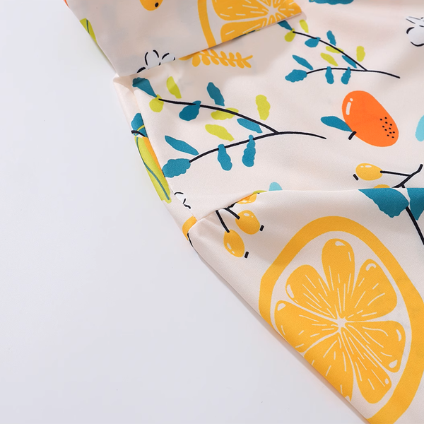 シトラスプリントドローストリングクロップドシャツ《Z00915》