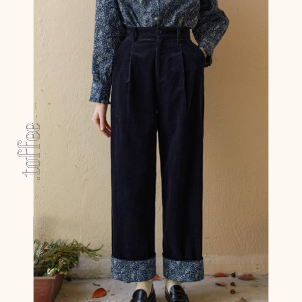 【2color】ハイウエストコーデュロイパンツ Z00523