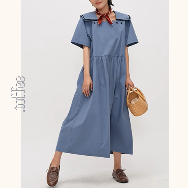 スクエアカラーオーバーサイズマキシワンピース《Z00940》