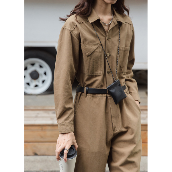 【2color】ウエストベルトメンズライクジャンプスーツ AU-224