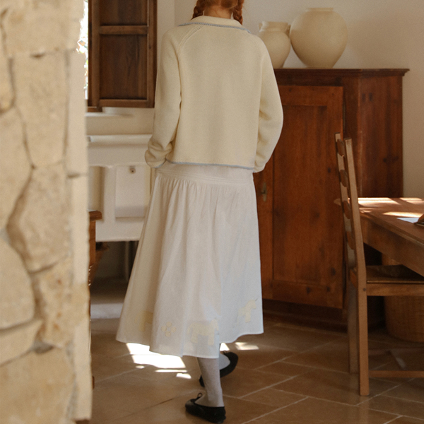 ポニーパッチ刺繍フレアスカート《Z00824》