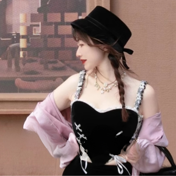 【2color】リボン付きベルベットハット Z00059