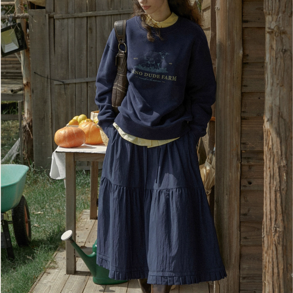 牧場プリントのレトロスウェットプルオーバー《Z01079》