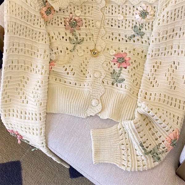 花咲くメッシュレースのカーディガン《Z01170》