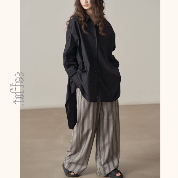【2color】バックリボンオーバーサイズシャツ《Z00999》