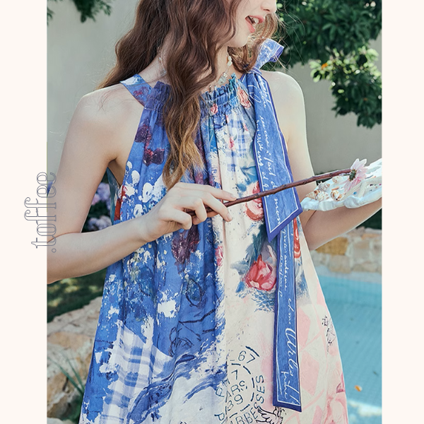 深海の花の泡ホルターネックワンピース《Z00967》