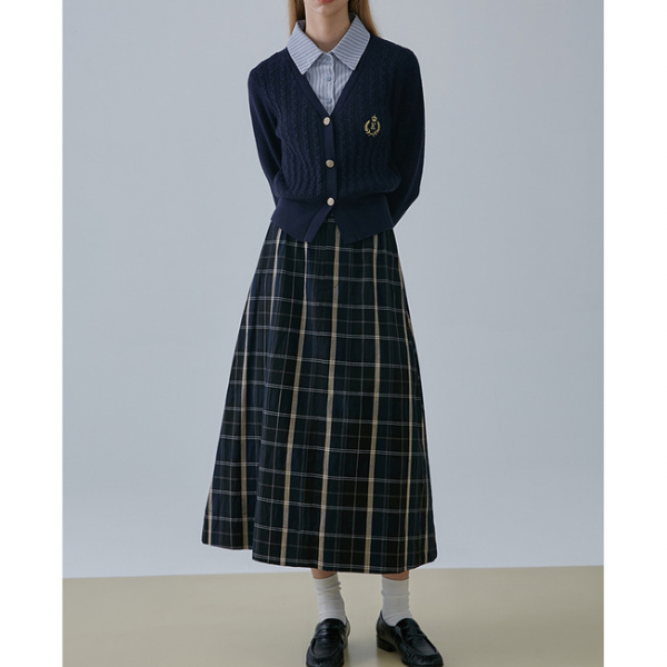 Aラインチェックスカート X-365