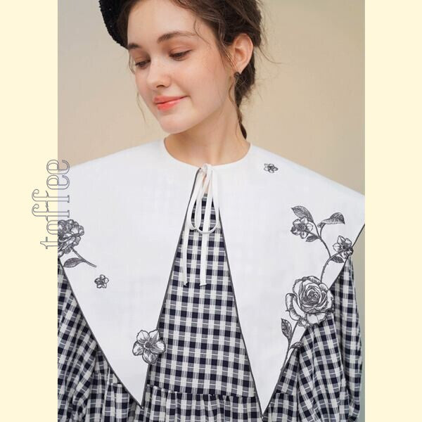 フレンチシックとモードの融合:ギンガムチェックのティアードワンピース 《C0211》