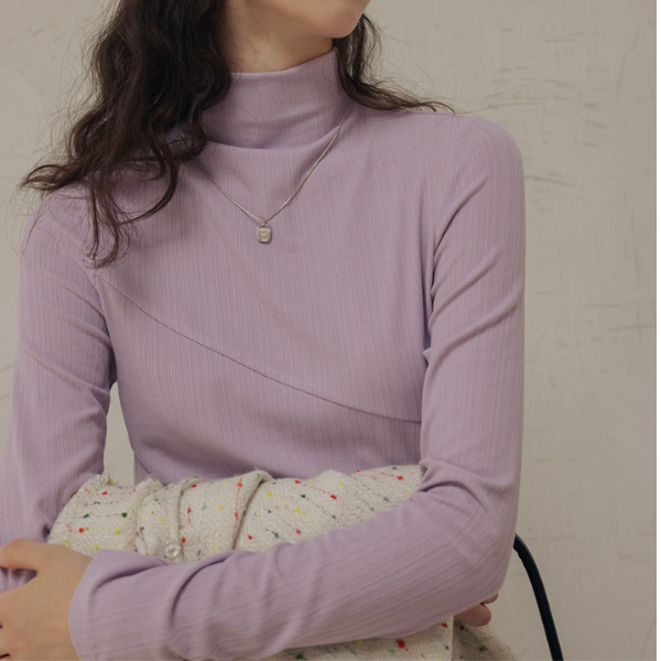 【2color】アシンメトリーカットデザイントップロングトップス X-423