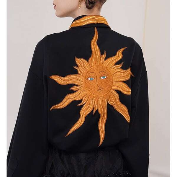 【2color】太陽刺繍シャツブラウス C0079