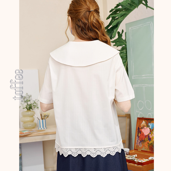 線画とレースが奏でる詩のシャツ《Z01138》