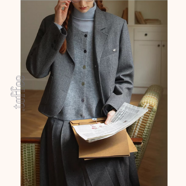 グレー×知的シルエットスーツジャケット《Z01320》