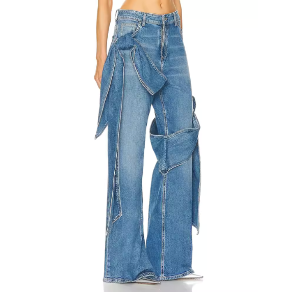 ビッグリボンウォッシュドデニムパンツ Z00301