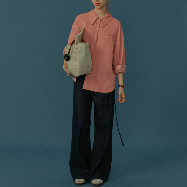 ストラップ付きハイウエストデニムパンツ Z00555