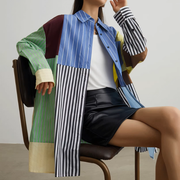 マルチカラーパッチワークルーズシャツ《Z00946》