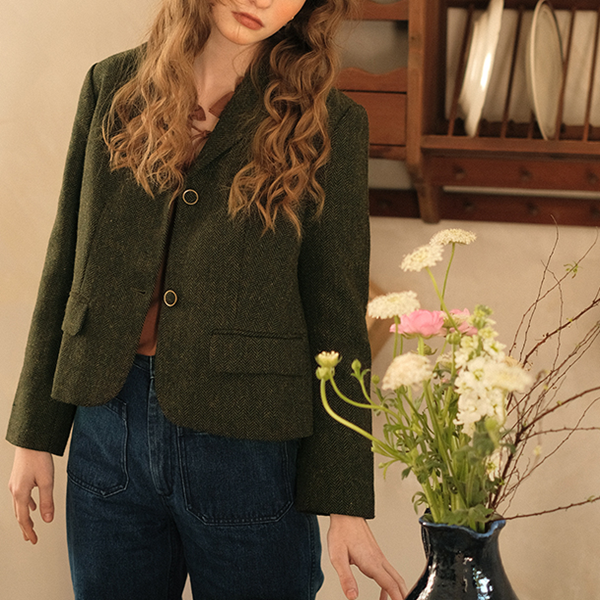 ヴィンテージモスグリーンショートブレザー Z00510